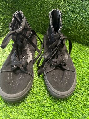Vans youth girls Black High-Top Canvas Sneakers zipper in the back youth 3